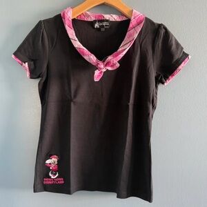 Disneyland Hong Kong Mickey Mouse Plaid Collar Top